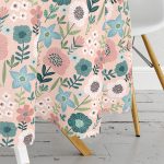 Pudra Zemin Üzerinde Çiçek Desenli Dijital Baskılı Modern Yuvarlak Masa Örtüsü - Çap 140cm Realhomes