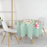 - MasaYuv-729-Gorsel2 - Realhomes Flamingo Desen Dijital Baskılı Modern Yuvarlak Masa Örtüsü - Çap 140cm Realhomes