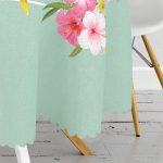 - MasaYuv-729-Gorsel3 - Realhomes Flamingo Desen Dijital Baskılı Modern Yuvarlak Masa Örtüsü - Çap 140cm Realhomes