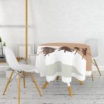 Beyaz Zeminde Çam Ağacı Desenli Dijital Baskılı Modern Yuvarlak Masa Örtüsü - Çap 140cm Realhomes