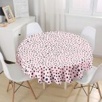Renkli Zeminli Siyah Puantiye Desenli Dijital Baskılı Modern Yuvarlak Masa Örtüsü - Çap 140cm Realhomes