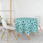 Renkli Zeminli Siyah Puantiye Desenli Dijital Baskılı Modern Yuvarlak Masa Örtüsü - Çap 140cm Realhomes