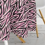 Siyah Zeminli Pembe Renkli Çizim Dijital Baskılı Modern Yuvarlak Masa Örtüsü - Çap 140cm Realhomes