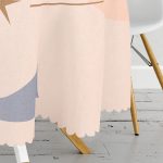 - MasaYuv-7369-Gorsel3 - Realhomes Pastel Renkli Zeminli Onedraw Çizimli Dijital Baskılı Modern Yuvarlak Masa Örtüsü - Çap 140cm Realhomes