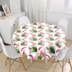 Flamingo Desen Dijital Baskılı Modern Yuvarlak Masa Örtüsü - Çap 140cm Realhomes