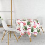 Flamingo Desen Dijital Baskılı Modern Yuvarlak Masa Örtüsü - Çap 140cm Realhomes