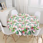 Flamingo Desen Dijital Baskılı Modern Yuvarlak Masa Örtüsü - Çap 140cm Realhomes