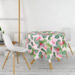 Flamingo Desen Dijital Baskılı Modern Yuvarlak Masa Örtüsü - Çap 140cm Realhomes