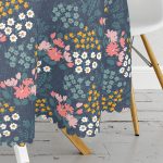 Rengarenk Zeminde Onedraw Çizimli Çiçek Desenli Dijital Baskılı Modern Yuvarlak Masa Örtüsü - Çap 140cm Realhomes