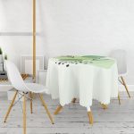 Renkli Zeminde Yaprak Motifli Dijital Baskılı Modern Yuvarlak Masa Örtüsü - Çap 140cm Realhomes