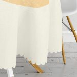 Renkli Zeminde Onedraw Çizimli Yaprak Desenli Dijital Baskılı Modern Yuvarlak Masa Örtüsü - Çap 140cm Realhomes