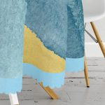 Renkli Zeminde Oval Çizimli Dijital Baskılı Modern Yuvarlak Masa Örtüsü - Çap 140cm Realhomes