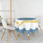 Renkli Zeminde Oval Çizimli Dijital Baskılı Modern Yuvarlak Masa Örtüsü - Çap 140cm Realhomes