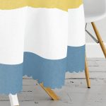 Renkli Zeminde Oval Çizimli Dijital Baskılı Modern Yuvarlak Masa Örtüsü - Çap 140cm Realhomes