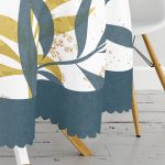 Beyaz Zeminde Renkli Yaprak Desenli Dijital Baskılı Modern Yuvarlak Masa Örtüsü - Çap 140cm Realhomes