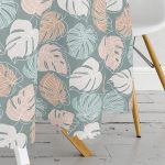 Renkli Zeminli Yaprak Desenli Dijital Baskılı Modern Yuvarlak Masa Örtüsü - Çap 140cm Realhomes