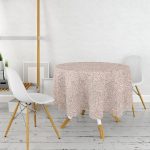 Renkli Zeminli Yaprak Desenli Dijital Baskılı Modern Yuvarlak Masa Örtüsü - Çap 140cm Realhomes