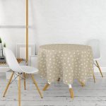 - MasaYuv-7503-Gorsel2 - Realhomes  Renkli Zeminli Yıldız Ve Kartanesi Motifli Dijital Baskılı Modern Yuvarlak Masa Örtüsü - Çap 140cm Realhomes