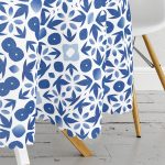 Beyaz Zeminli Çini Desenli Dijital Baskılı Modern Yuvarlak Masa Örtüsü - Çap 140cm Realhomes