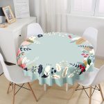 - MasaYuv-7535-Gorsel1 - Realhomes Rengarenk Zeminli Rengarenk Çiçek Desenli Dijital Baskılı Modern Yuvarlak Masa Örtüsü - Çap 140cm Realhomes