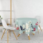 - MasaYuv-7535-Gorsel2 - Realhomes Rengarenk Zeminli Rengarenk Çiçek Desenli Dijital Baskılı Modern Yuvarlak Masa Örtüsü - Çap 140cm Realhomes