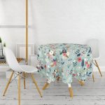 - MasaYuv-7536-Gorsel2 - Realhomes  Rengarenk Zeminli Rengarenk Çiçek Desenli Dijital Baskılı Modern Yuvarlak Masa Örtüsü - Çap 140cm Realhomes