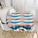 Renkli Zemin Üzerinde Geometrik Çizim Dijital Baskılı Modern Yuvarlak Masa Örtüsü - Çap 140cm Realhomes