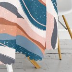 Renkli Zemin Üzerinde Geometrik Çizim Dijital Baskılı Modern Yuvarlak Masa Örtüsü - Çap 140cm Realhomes