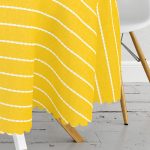 Sarı Zemin Üzerinde Çapa Çizimli Dijital Baskılı Modern Yuvarlak Masa Örtüsü - Çap 140cm Realhomes