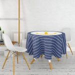 Lacivert Zemin Üzerinde Çapa Çizimli Dijital Baskılı Modern Yuvarlak Masa Örtüsü - Çap 140cm Realhomes