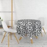 Gri Zemin Üzerinde Geometrik Çizim Dijital Baskılı Modern Yuvarlak Masa Örtüsü - Çap 140cm Realhomes