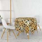 Renkli Zemin Üzerinde Siyah Detaylı Geometrik Çizim Yuvarlak Masa Örtüsü - Çap 140cm Realhomes