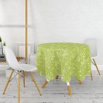 Rengarenk Zemin Üzerinde Onedraw Çizimli Çiçek Desenli Yuvarlak Masa Örtüsü - Çap 140cm Realhomes