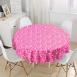 - MasaYuv-7614-Gorsel1 - Realhomes Rengarenk Zemin Üzerinde Çiçek Desenli Dijital Baskılı Modern Yuvarlak Masa Örtüsü - Çap 140cm Realhomes