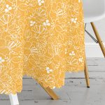 - MasaYuv-7615-Gorsel3 - Realhomes Rengarenk Zemin Üzerinde Çiçek Desenli Dijital Baskılı Modern Yuvarlak Masa Örtüsü - Çap 140cm Realhomes