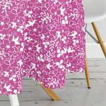 Rengarenk Zemin Üzerinde Çiçek Desenli Dijital Baskılı Modern Yuvarlak Masa Örtüsü - Çap 140cm Realhomes