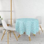 - MasaYuv-7617-Gorsel2 - Realhomes Rengarenk Zemin Üzerinde Çiçek Desenli Dijital Baskılı Modern Yuvarlak Masa Örtüsü - Çap 140cm Realhomes