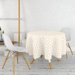 - MasaYuv-7620-Gorsel2 - Realhomes  Beyaz Zeminli Gold Detaylı Ogea Dijital Baskılı Modern Yuvarlak Masa Örtüsü - Çap 140cm Realhomes
