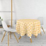 - MasaYuv-7623-Gorsel2 - Realhomes Beyaz Zemin Üzerinde Renkli Geometrik Desenli Dijital Baskılı Modern Yuvarlak Masa Örtüsü - Çap 140cm Realhomes