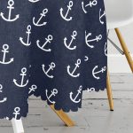 Lacivert Zemin Üzerinde Çapa Desenli Dijital Baskılı Modern Yuvarlak Masa Örtüsü - Çap 140cm Realhomes