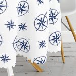 Beyaz Zeminli Modern Pusula Desenli Dijital Baskılı Modern Yuvarlak Masa Örtüsü - Çap 140cm Realhomes