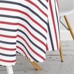 - MasaYuv-7642-Gorsel3 - Realhomes Beyaz Zemin Üzerinde Renkli Çizgili Dijital Baskılı Modern Yuvarlak Masa Örtüsü - Çap 140cm Realhomes