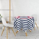 - MasaYuv-7687-Gorsel2 - Realhomes Beyaz Zemin Üzerinde Renkli Geometrik Çizimli Dijital Baskılı Modern Yuvarlak Masa Örtüsü - Çap 140cm Realhomes