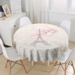 - MasaYuv-77-Gorsel1 - Realhomes Eyfel Kulesi Resimli Dijital Baskılı Yuvarlak Masa Örtüsü - Çap 140cm Realhomes