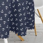 - MasaYuv-7724-Gorsel3 - Realhomes Renkli Zeminli Beyaz Çapa Desenli Dijital Baskılı Modern Yuvarlak Masa Örtüsü - Çap 140cm Realhomes