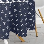 Renkli Zemin Üzerinde Modern Çapa Desenli Yuvarlak Masa Örtüsü - Çap 140cm Realhomes