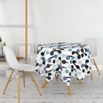 - MasaYuv-7730-Gorsel2 - Realhomes  Beyaz Zeminli Renkli Puantiyeli Dijital Baskılı Modern Yuvarlak Masa Örtüsü - Çap 140cm Realhomes