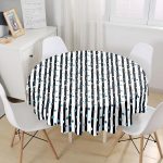 Beyaz Zemin Üzerinde Geometrik Çizimli Renkli Puantiyeli Yuvarlak Masa Örtüsü - Çap 140cm Realhomes