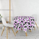 Beyaz Zeminli Renkli Yuvarlak Desenli Dijital Baskılı Modern Yuvarlak Masa Örtüsü - Çap 140cm Realhomes