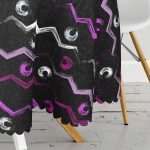 Siyah Zeminli Renkli Zigzag Desenli Dijital Baskılı Modern Yuvarlak Masa Örtüsü - Çap 140cm Realhomes